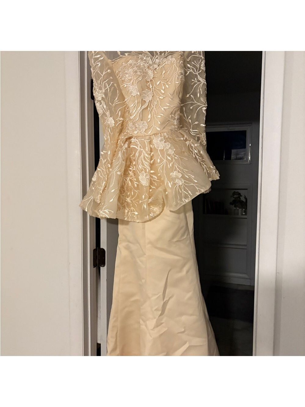 Formal Champagne Peplum Style Evening Gown for Weddings & Parties -  size 10 - Picture 4 of 6